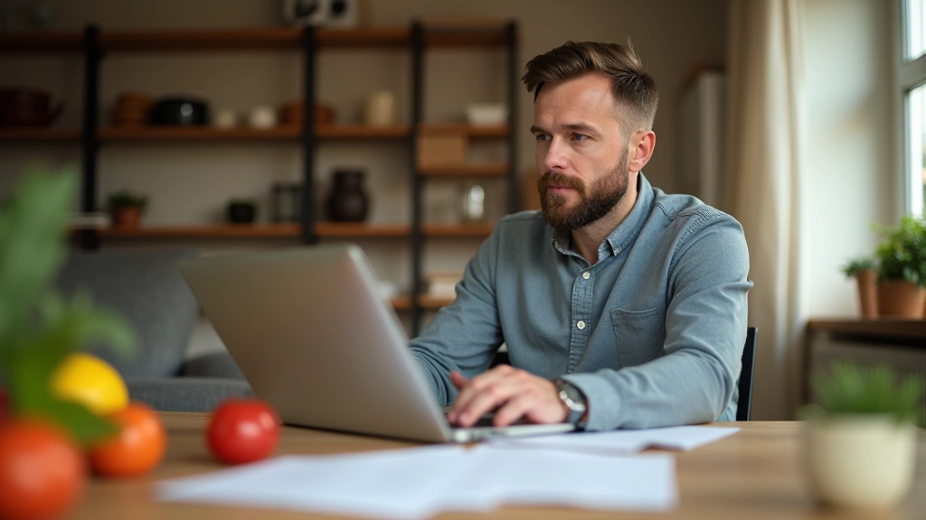 Muž pracuje s kalkulačkou a rozpočtem, kontroluje měsíční výdaje a plánuje úspory
